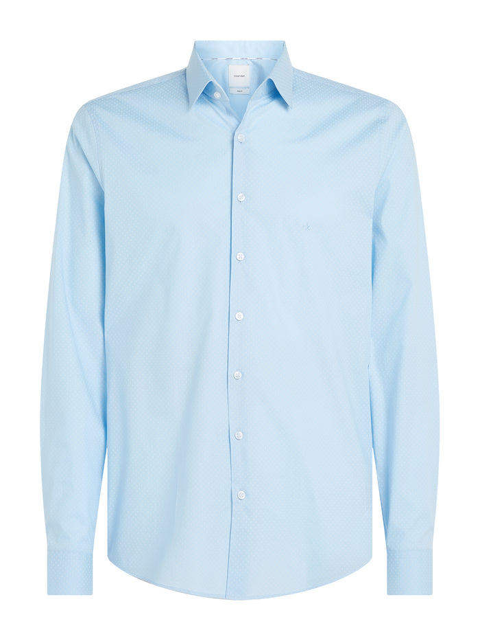 Slim Poplin Dress Shirt in Blue