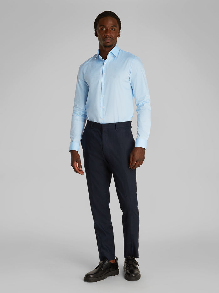 Slim Poplin Dress Shirt in Blue