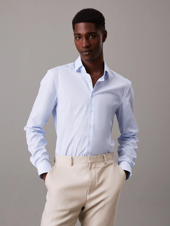 Slim Poplin Floral Dress Shirt in Vista