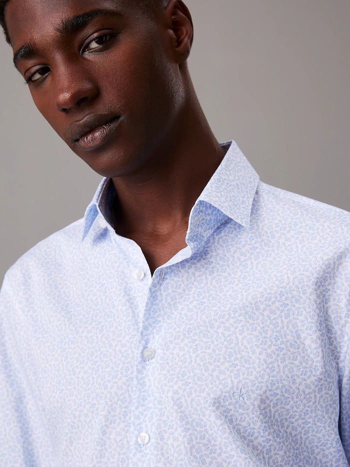 Slim Poplin Floral Dress Shirt in Vista