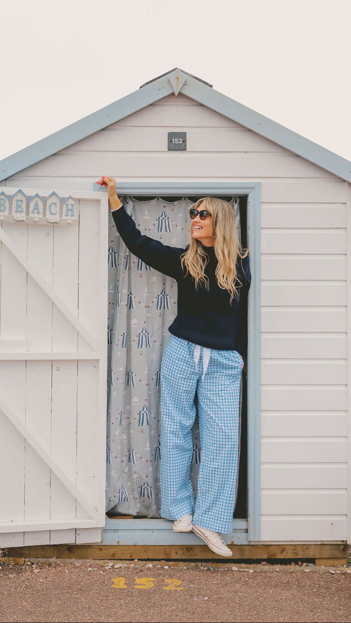 Slouchy Trousers Bottoms | Blue Gingham