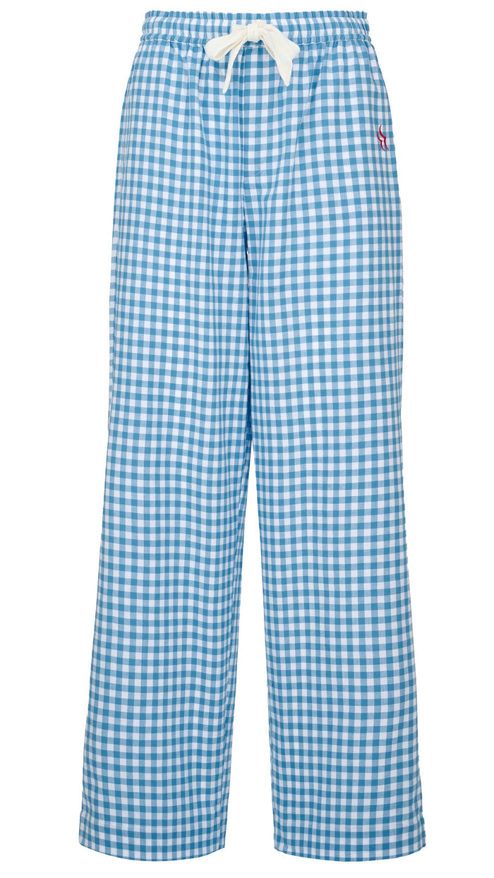 Slouchy Trousers Bottoms | Blue Gingham
