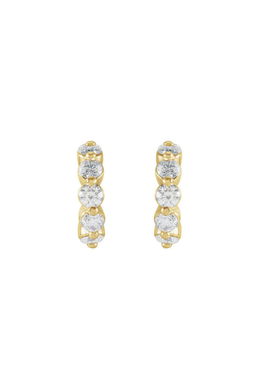 Small 9.25mm Diamond Halo Hoop Earrings - 3/8 CTW Diamonds 14k Yellow Gold