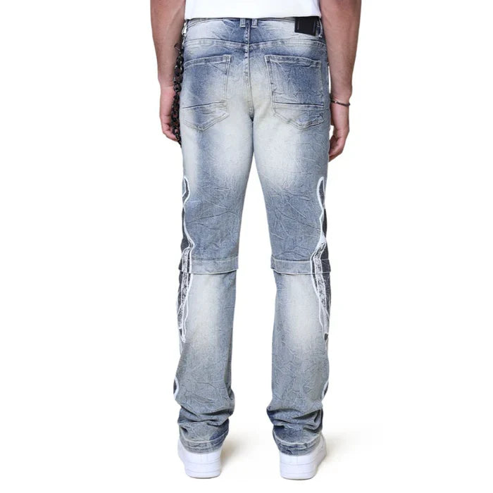Smoke Rise Unbreakable Hazel Blue denim jeans, showcasing durable denim fabric, classic fit, and stylish design details.