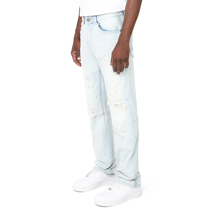 Smoke Rise Vintage Wash denim jeans in Norwell Blue, showcasing the classic fit and textured denim fabric.