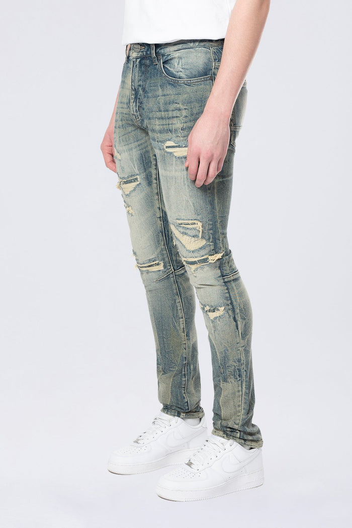 Smoke Rise Vintage Wash denim jeans in Topaz Blue, showcasing classic denim fabric and stylish fit from the SMOKE RISE brand.