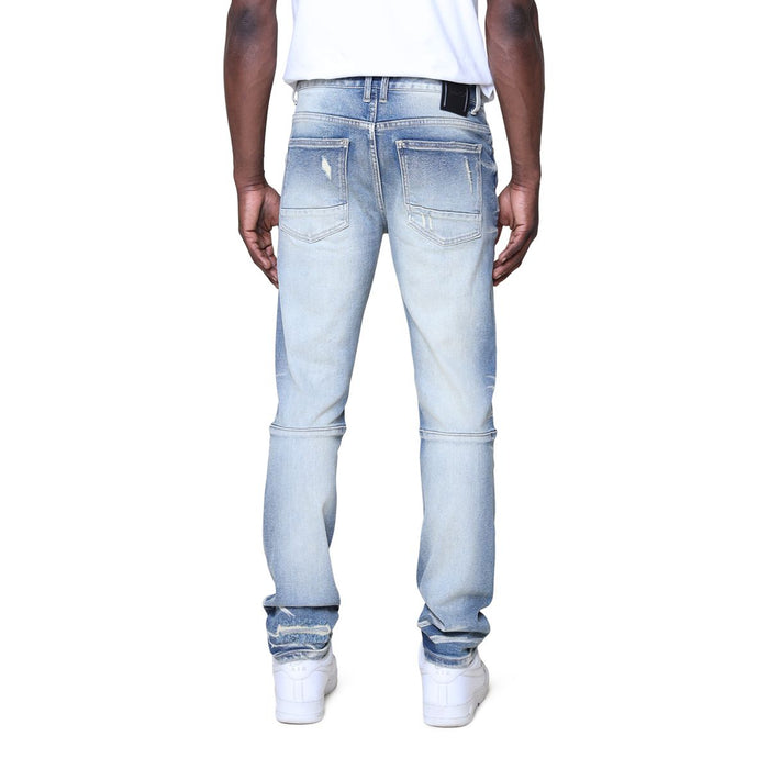 Smoke Rise vintage washed denim jeans in Fennel Blue, showing the classic fit and textured denim fabric.