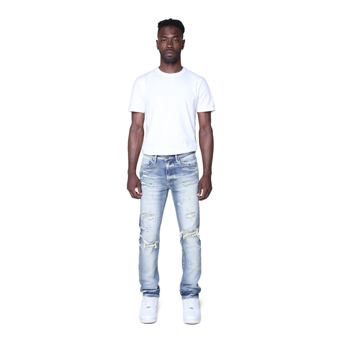 Smoke Rise vintage washed denim in Fennel Blue, showing the classic denim fabric and faded wash details.