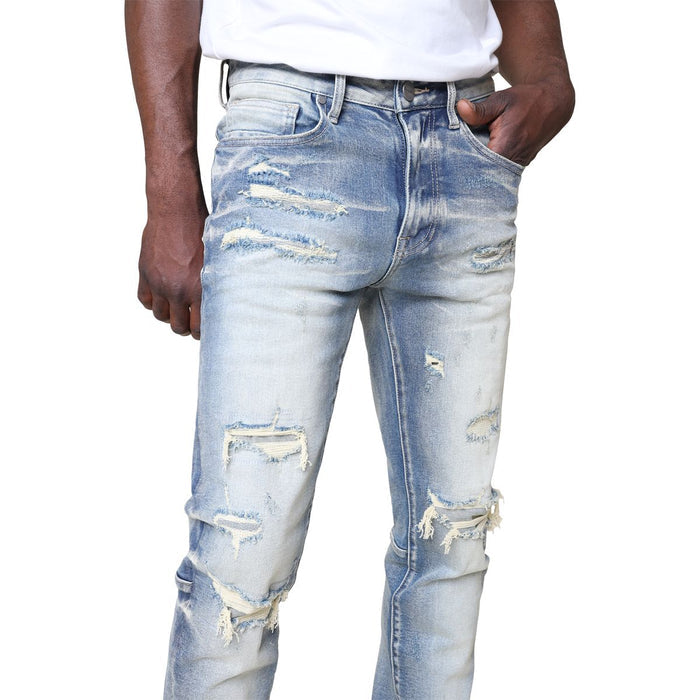 Smoke Rise vintage washed denim jeans in Fennel Blue, showcasing classic denim fabric and stylish fit.