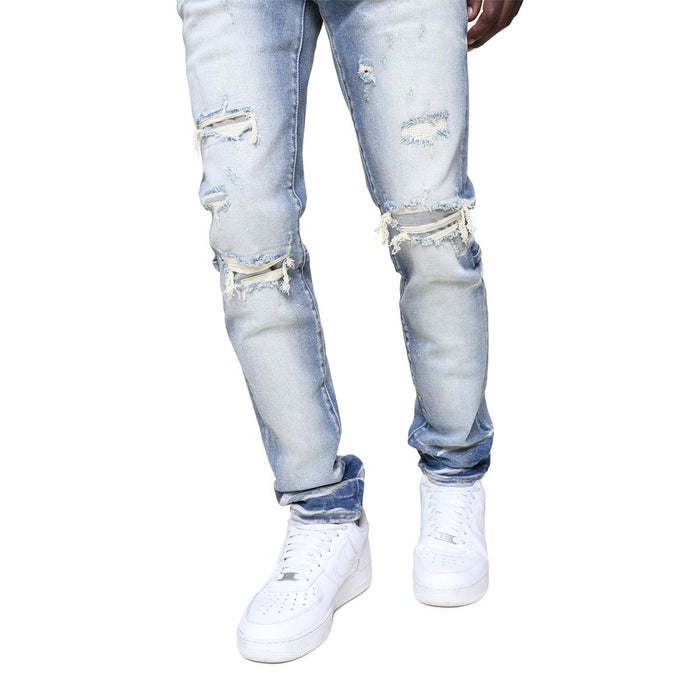 Smoke Rise vintage washed denim in Fennel Blue, style JP23733, showing the textured blue denim fabric with subtle fading and stitching details.