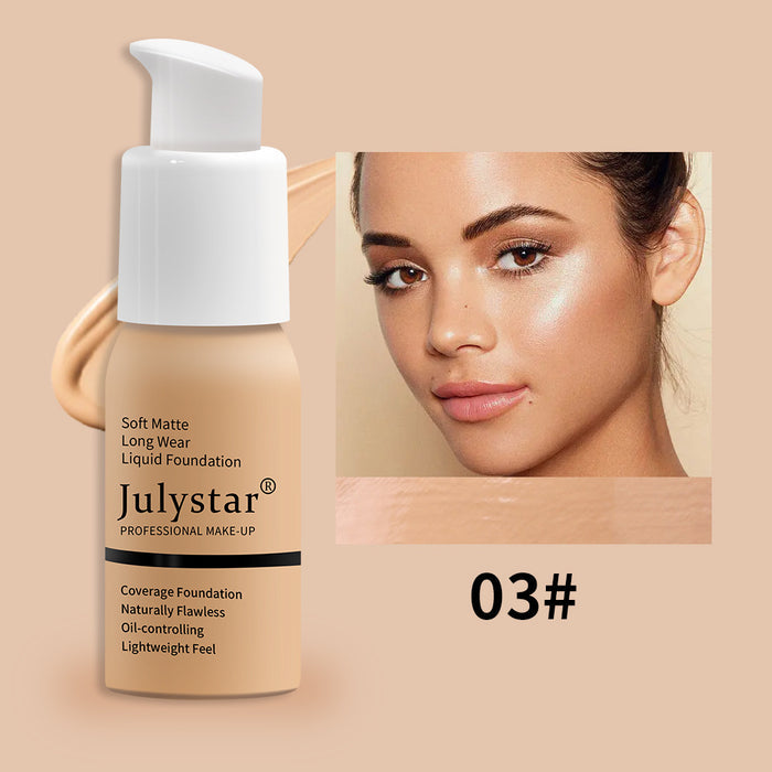 Lightweight foundation with concealer effect, full coverage finish, and smooth daily makeup base