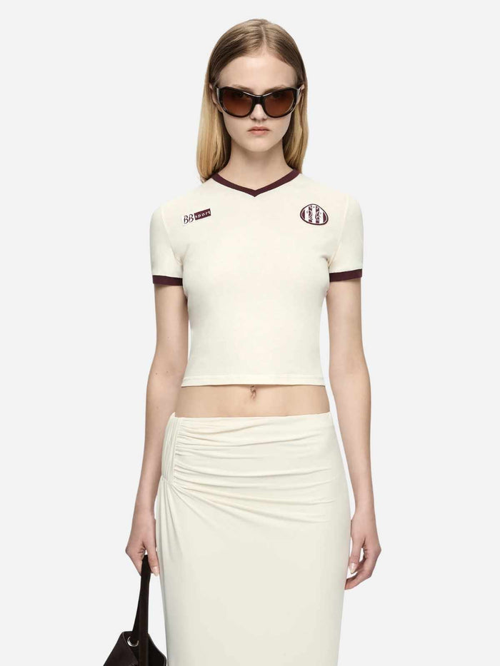 Solara Tee - Ivory/Plum