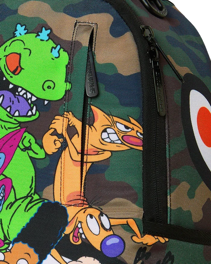 Sprayground '90s Nick The Hangout' backpack with colorful graffiti-style design, durable straps, and multiple compartments.