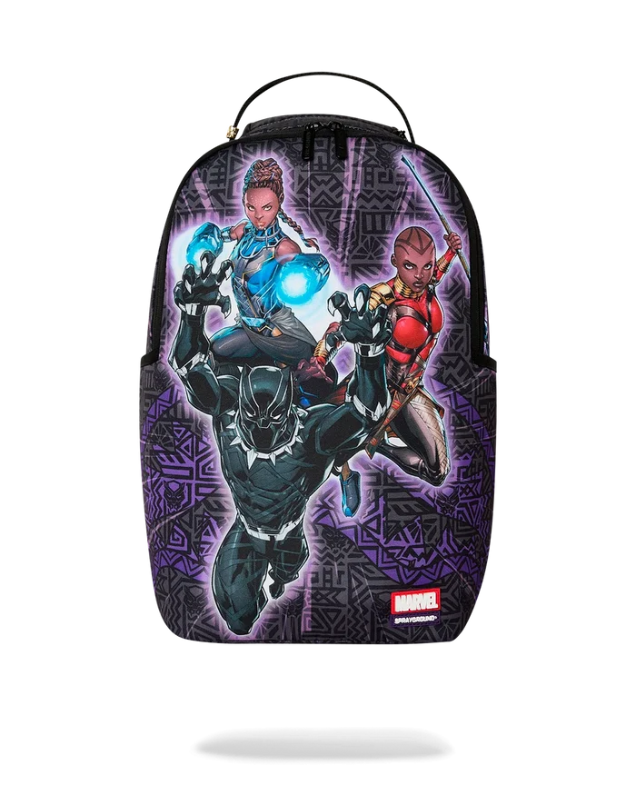 Sprayground Black Panther official collaboration backpack featuring bold black and graphic design for accessories.