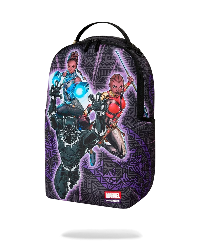 Sprayground Black Panther collaboration backpack featuring bold black and graphic design, perfect for accessories and everyday use.