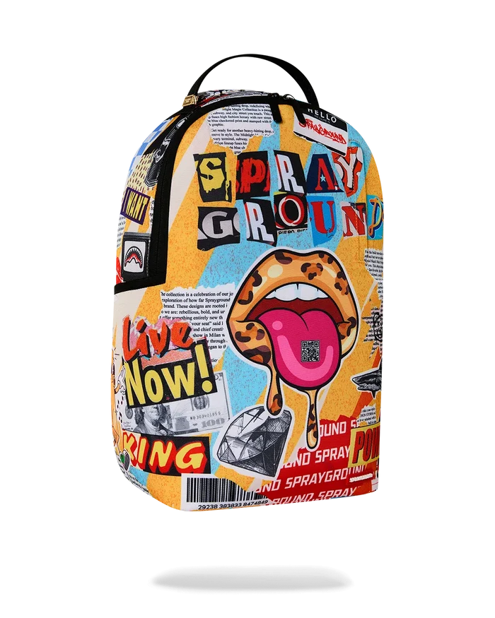 Sprayground Collage of Fun backpack featuring colorful, playful design with multiple fun graphics and accessories.