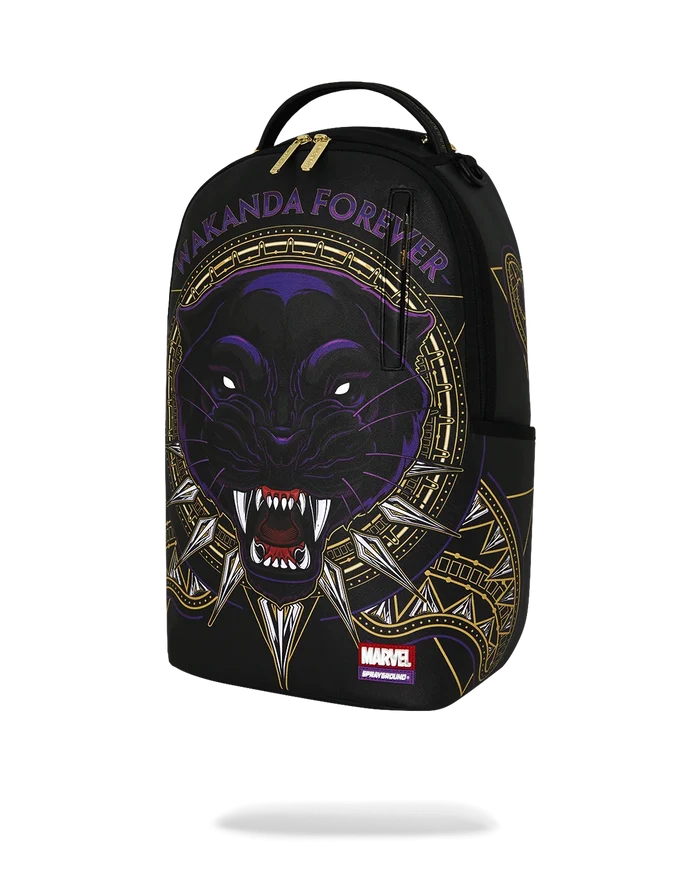 Sprayground Marvel Wakanda Black Panther Shark backpack featuring a bold graphic design and adjustable straps.