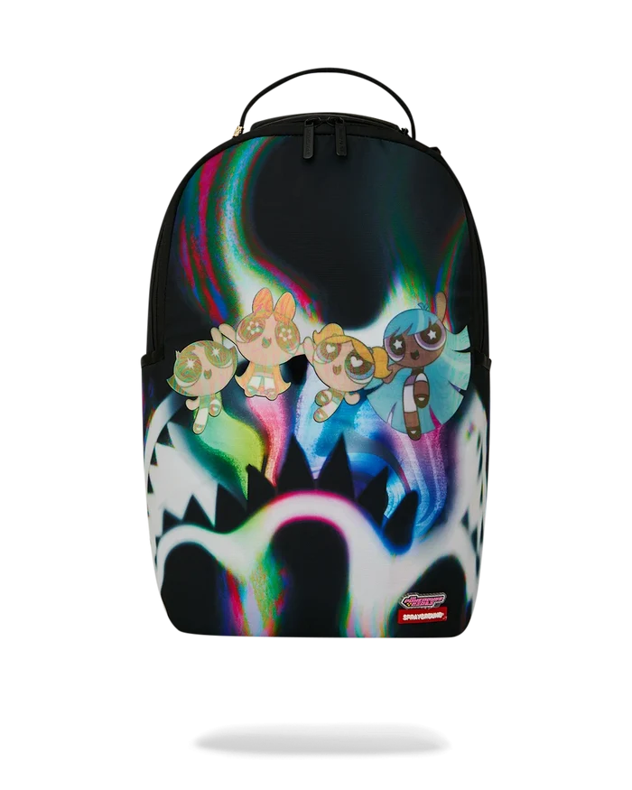 Sprayground Powerpuff Girls Power Flex backpack with colorful cartoon design and adjustable straps for kids and teens.