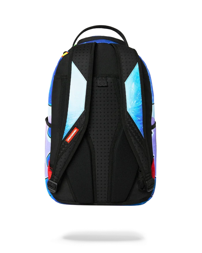 Sprayground Rick and Morty Split Rick Head Guts backpack featuring colorful, graphic design with Rick and Morty characters.