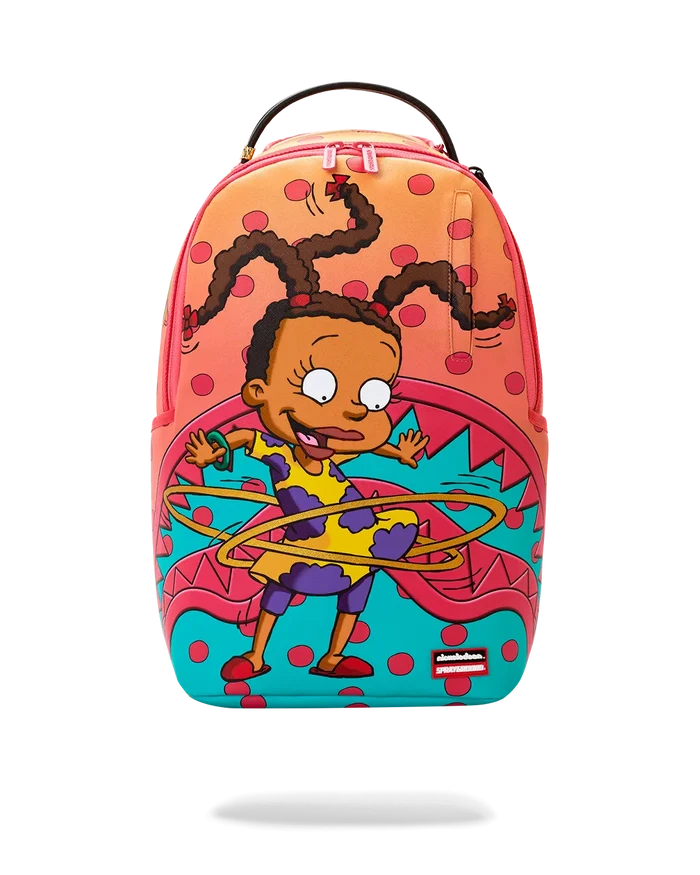 Sprayground Rugrats Susie Hula Hoops backpack with colorful cartoon design and hula hoop graphic, casual accessories for kids.