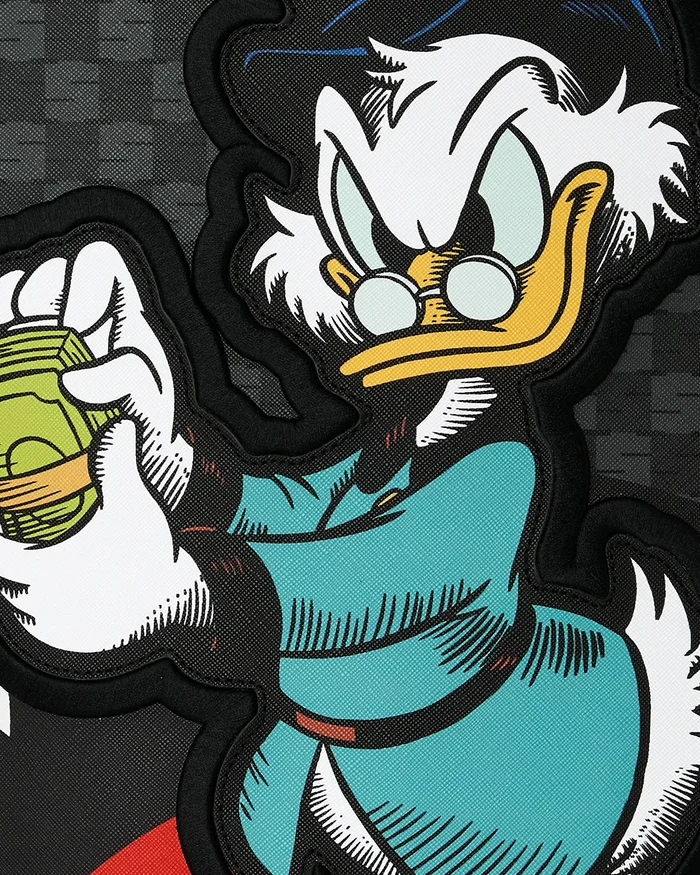 Sprayground Scrooge McDuck money counter backpack featuring cartoon character and bold design, perfect for accessories and casual use.
