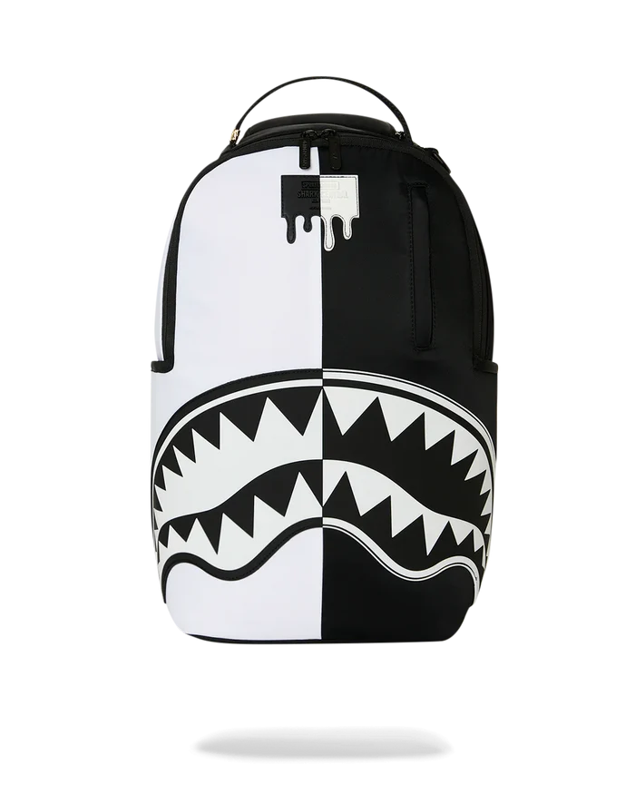Sprayground Shark Central 2 Beyond backpack with shark graphic, adjustable straps, and spacious main compartment.