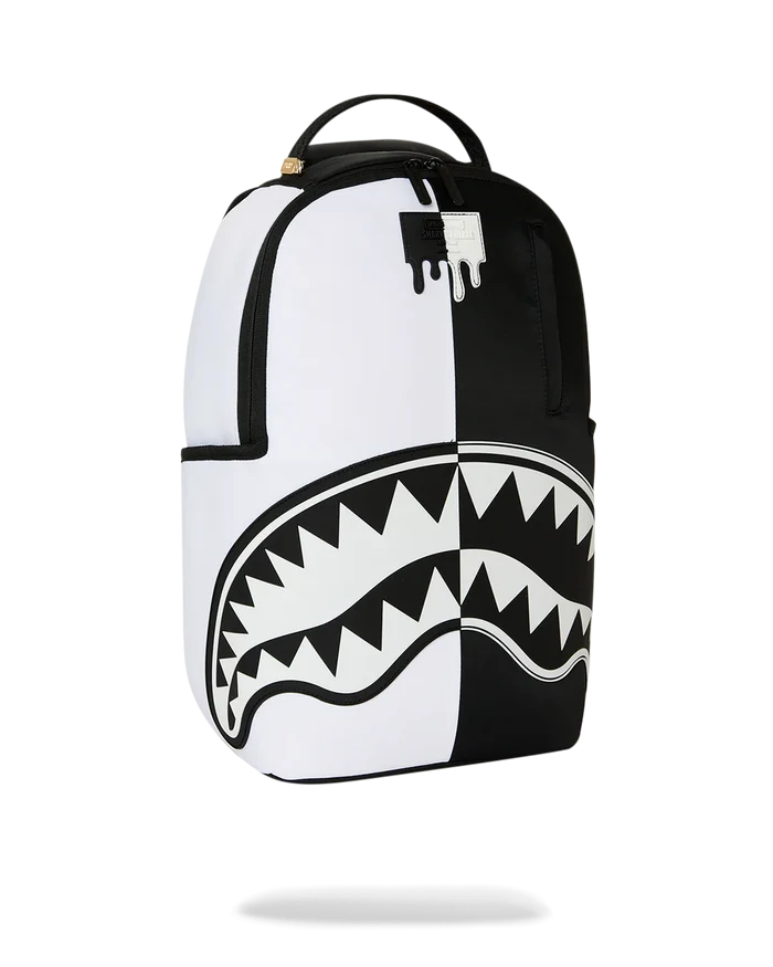 Sprayground Shark Central 2 Beyond backpack with shark graphic, stylish accessories, and adjustable straps.