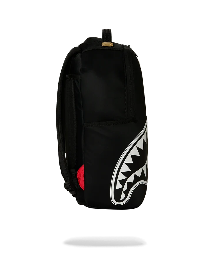 Sprayground Shark Central 2 backpack in black and white with shark graphic, durable accessories for stylish daily use.
