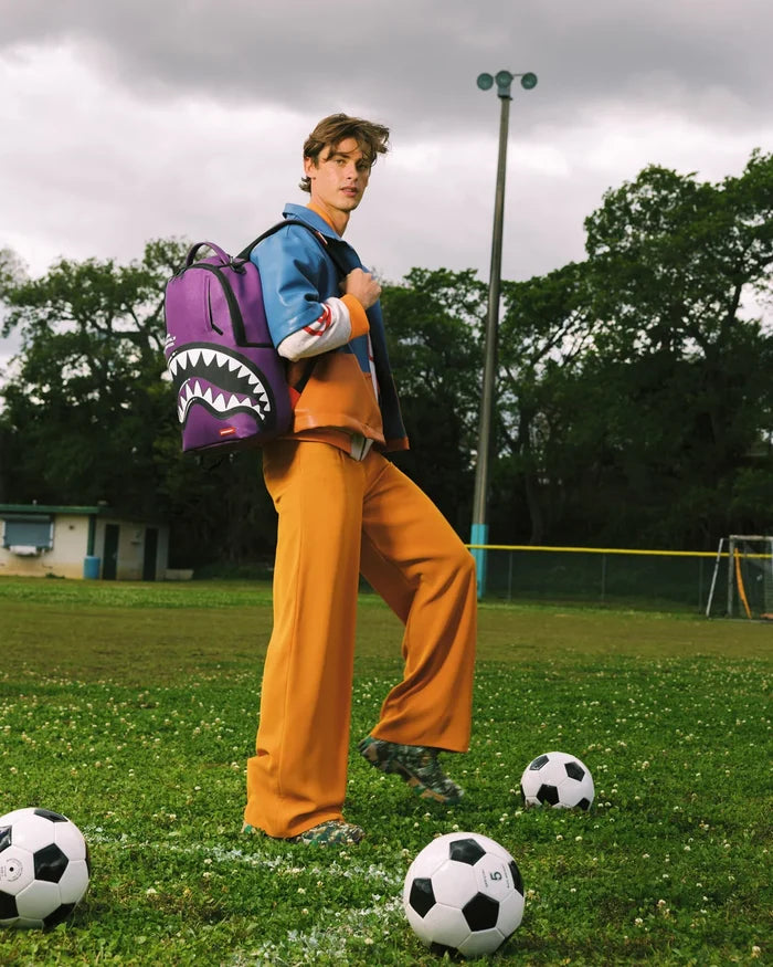 Sprayground Shark Central Bubble Shark Purple backpack with colorful bubble and shark design, durable accessories for everyday use.