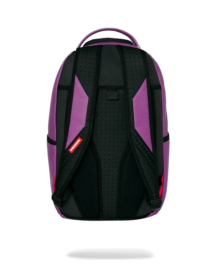 Sprayground Shark Central Bubble Shark purple backpack with colorful bubble design and adjustable straps.