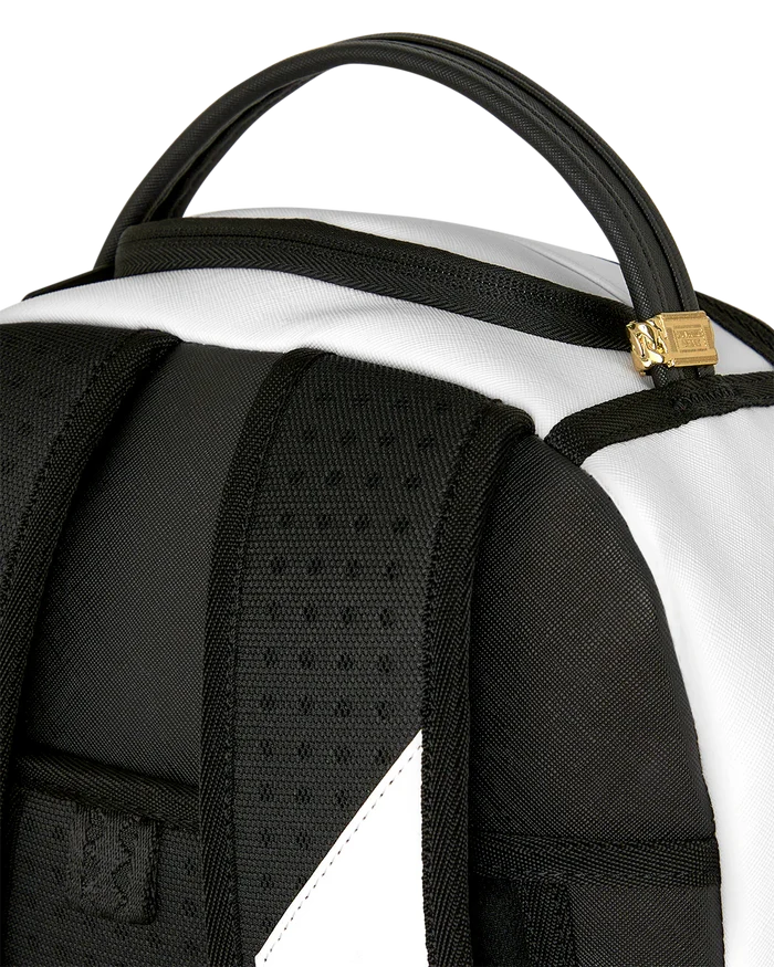 White Backpack with Shark Central Bubble Shark design from Sprayground, featuring detailed shark graphics on durable accessories.
