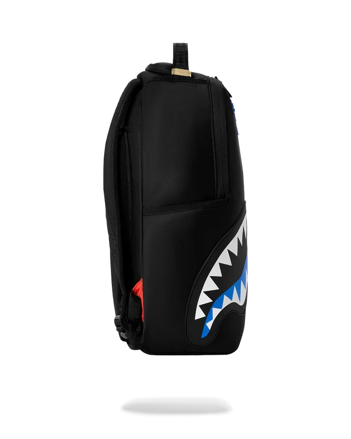 Sprayground Shark Central Passport Blue backpack with shark graphic, durable straps, and multiple compartments for accessories and essentials.