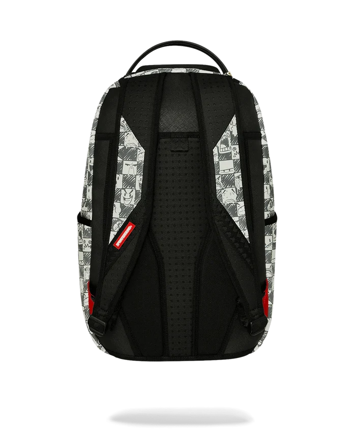 Sprayground Sharks in Paris Outlaws backpack featuring vibrant shark and Paris-themed graphic design on durable accessories.