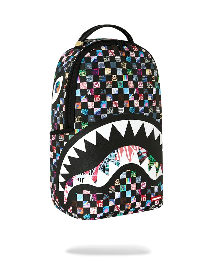Sprayground Sharkverse Universe backpack featuring shark graphic and vibrant space-themed design, stylish accessories for everyday use.