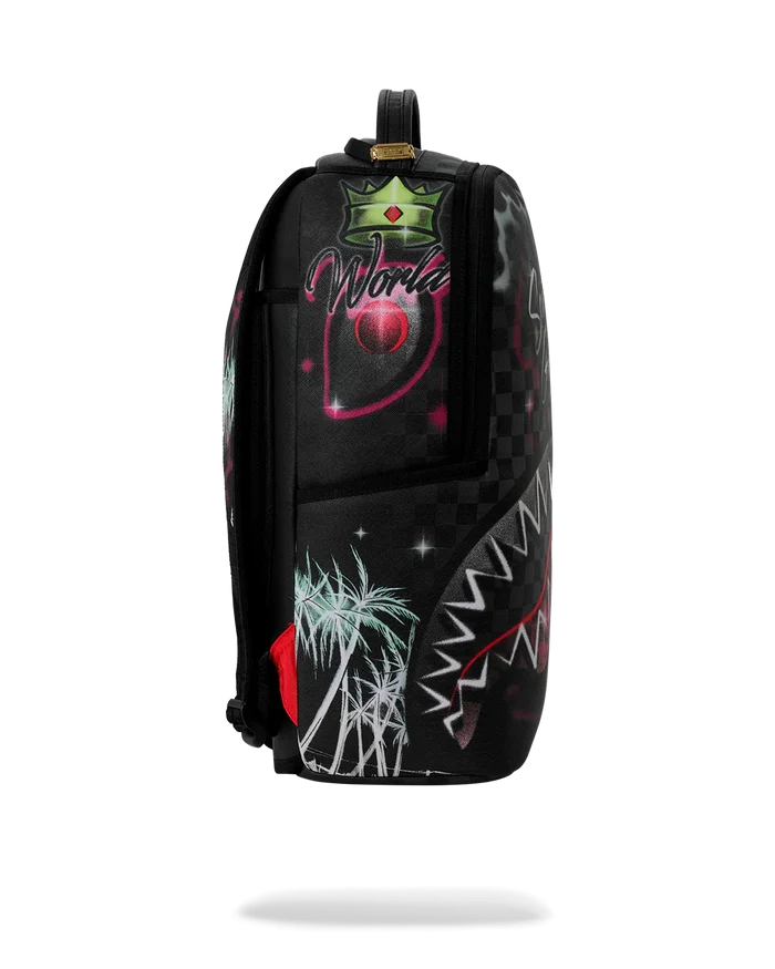 Sprayground Spray Session backpack with bold graphic design, durable straps, and multiple compartments for accessories and essentials.