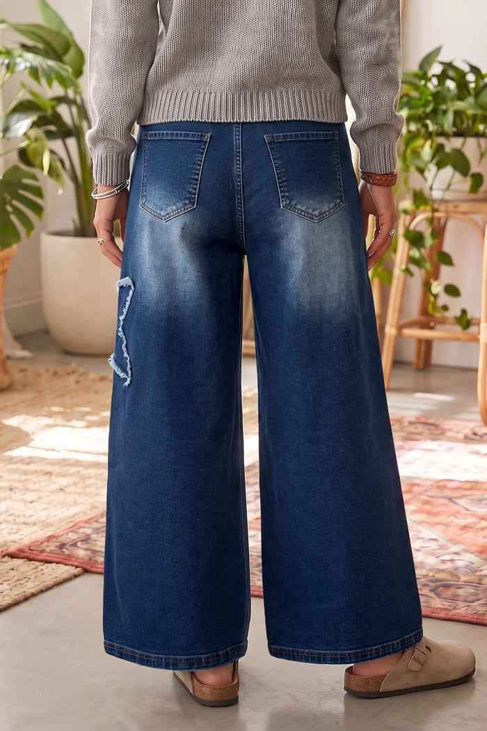 Star Decorated Wide Leg Jeans – Ashleigh Blue