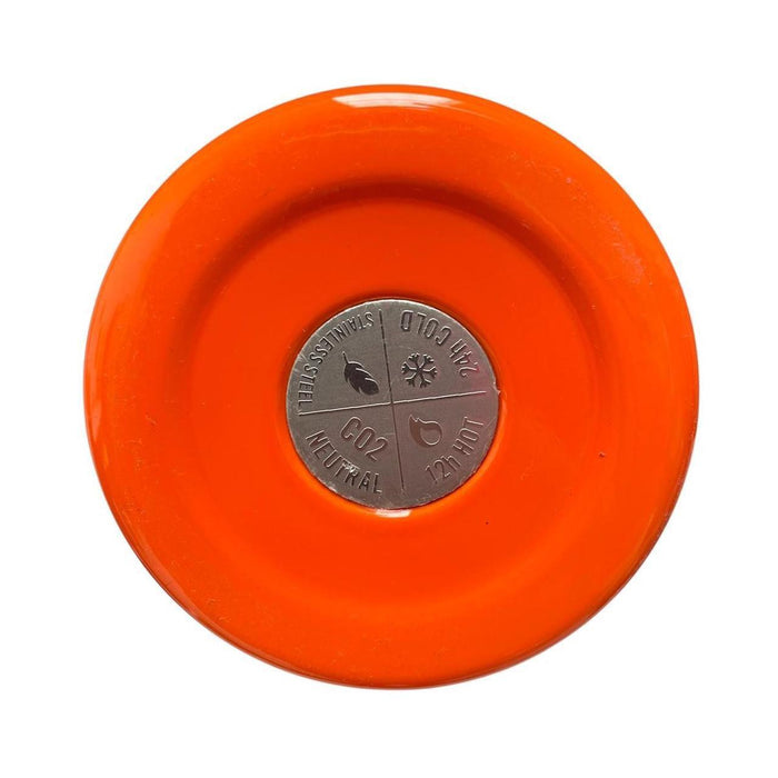 Stone Island orange stainless steel heat reactive flask with logo and original box.