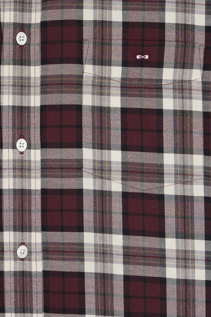 Straight-Cut Check Shirt in Burgundy