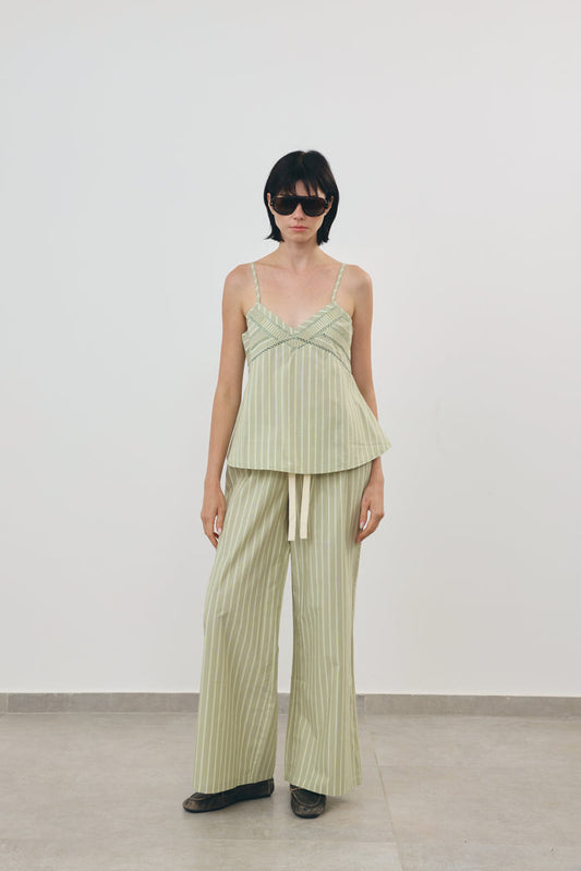 Stripe Wide-Leg Pants
