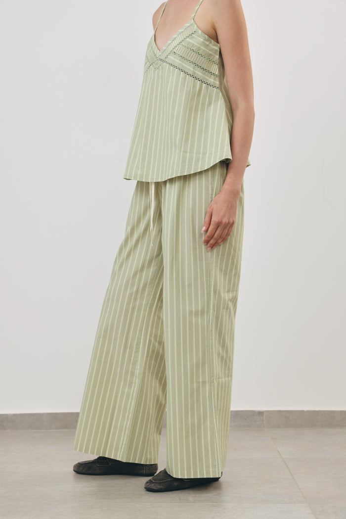 Stripe Wide-Leg Pants