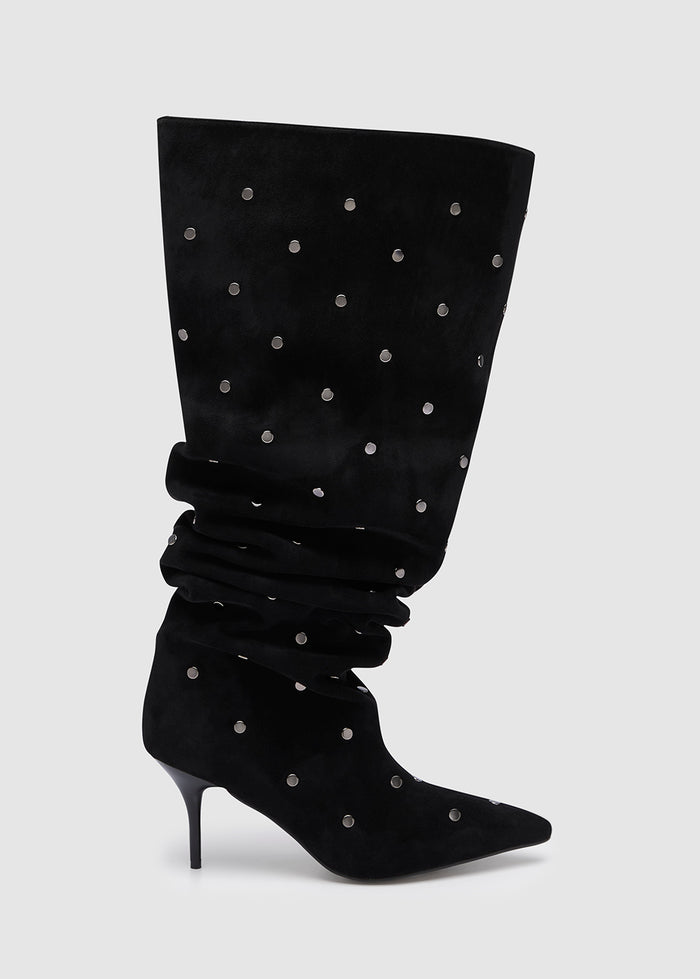 STUDDED SUEDE BOOTS