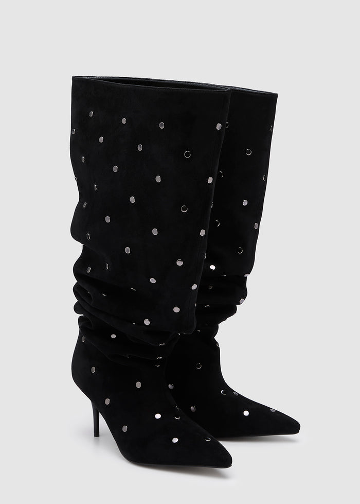 STUDDED SUEDE BOOTS