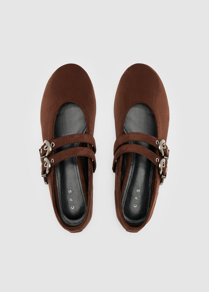 SUEDE DOUBLE-STRAP MARY JANES