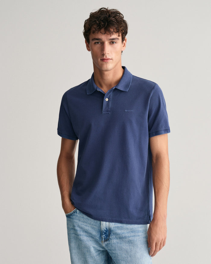 Sunfaded Piqué Polo Shirt in Blue