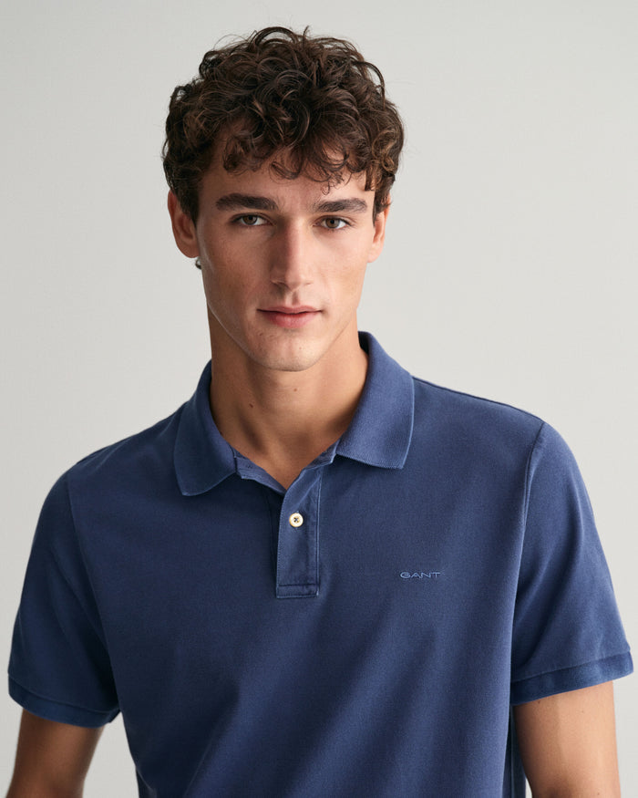 Sunfaded Piqué Polo Shirt in Blue