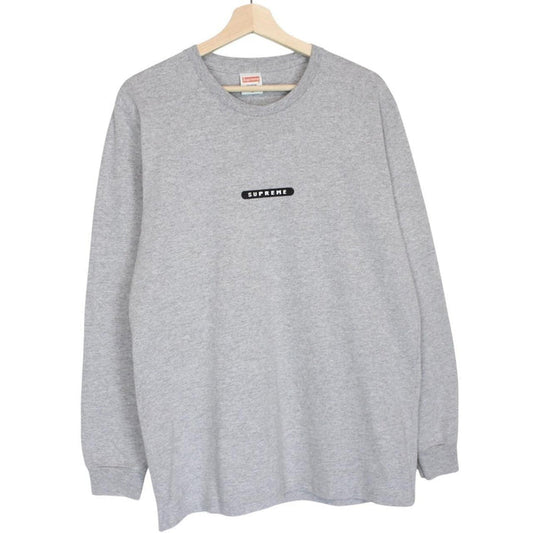 Supreme grey and pink long sleeve cotton t-shirt with wild print and pocket detail.