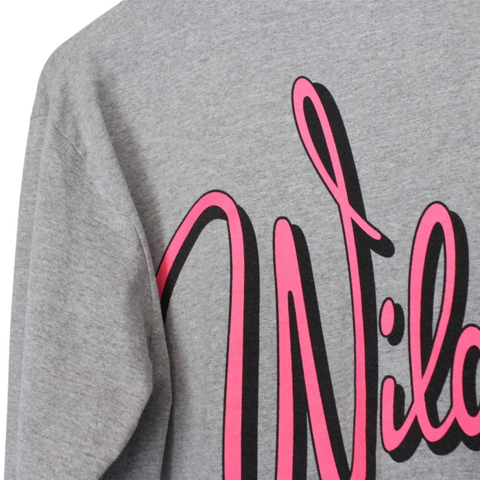 Supreme grey and pink long sleeve cotton t-shirt with wild print and pocket detail.