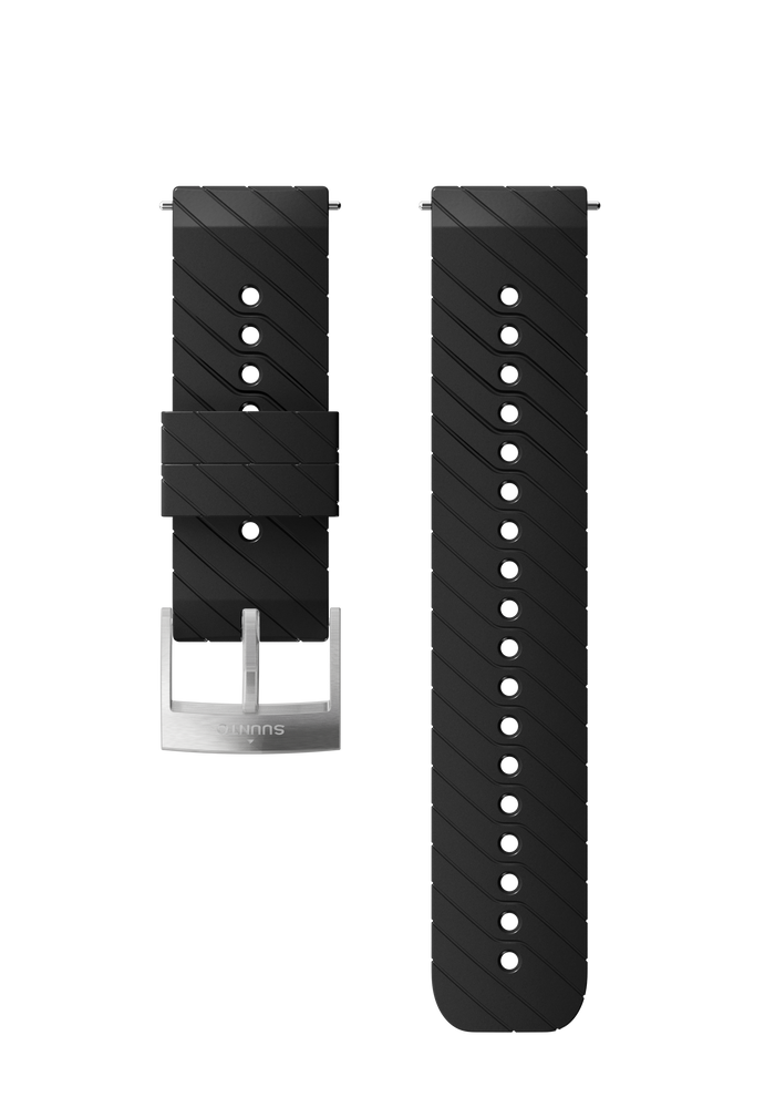 Suunto 24mm Athletic 3 Silicone Strap Black Steel Size M Watch Band