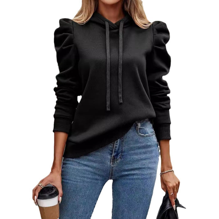 sweater for women blue pullover top, solid color long sleeve sweater paired with trousers for polished commute style
