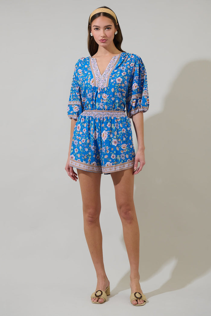 Tali Floral Cerry Pleated Top